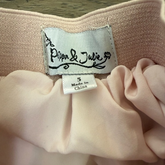 Pippa & Julie Girl's Pink With Red Floral Print‎ Pleated Velour Skirt Size 5T - Picture 6 of 9